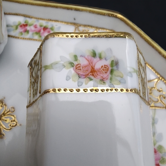 Complete Vintage Nippon Condiment Tray S&P Mustard Pot w Spoon Toothpick Holder - Picture 15 of 16